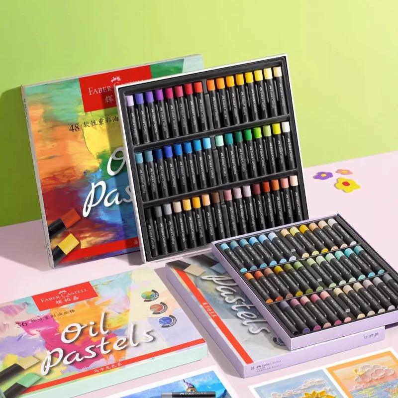 Faber-Castell-Juego de Pastel al óleo suave, 24/36/48 colores vibrantes, textura cremosa, tiza con cabeza de bala para artistas, pintura, dibujo, principiantes