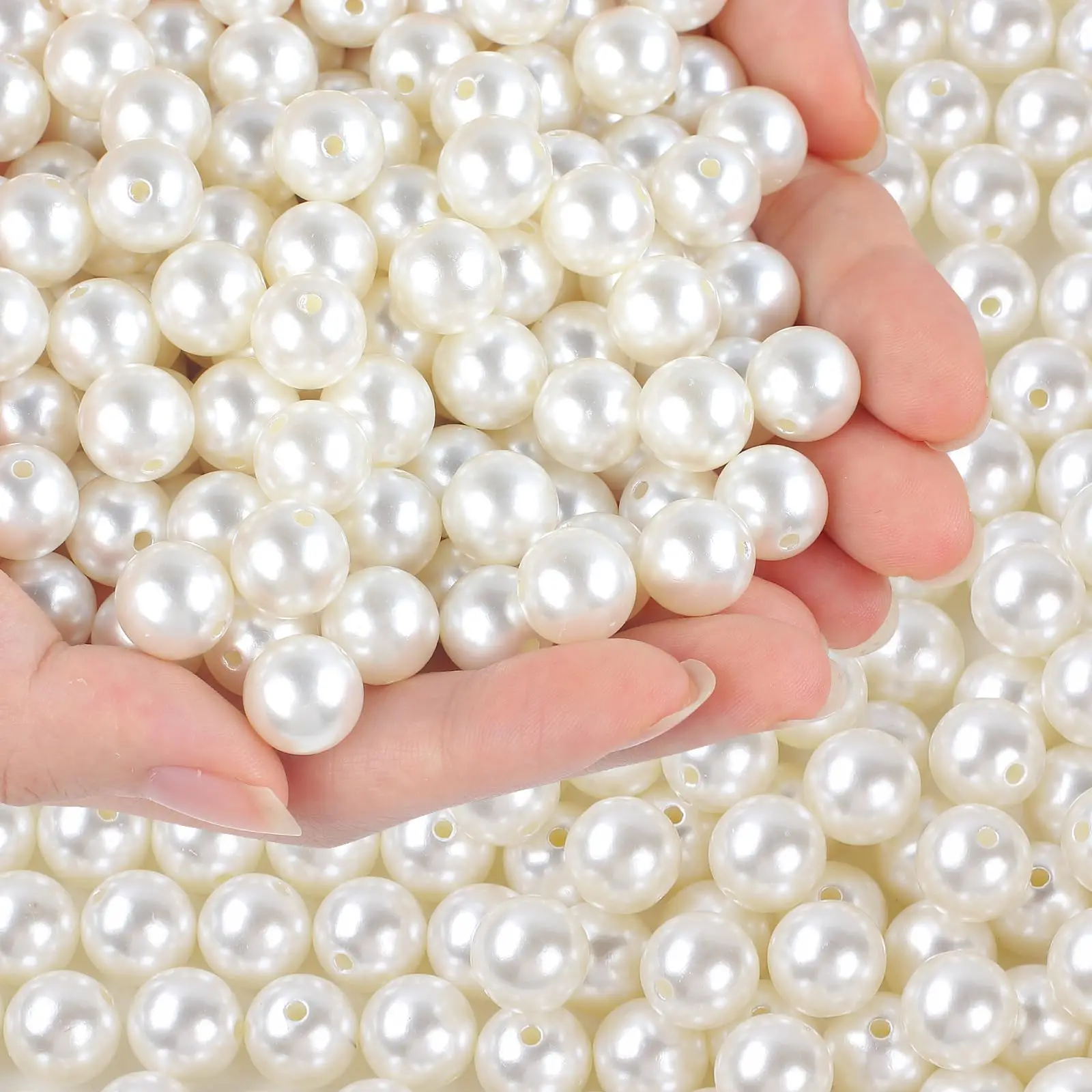 

500g Pearl Beads with/without Hole Round Shapes Pearls Crafting Loose Beads Small Faux Pearls for Bracelet Necklace Decor DIY