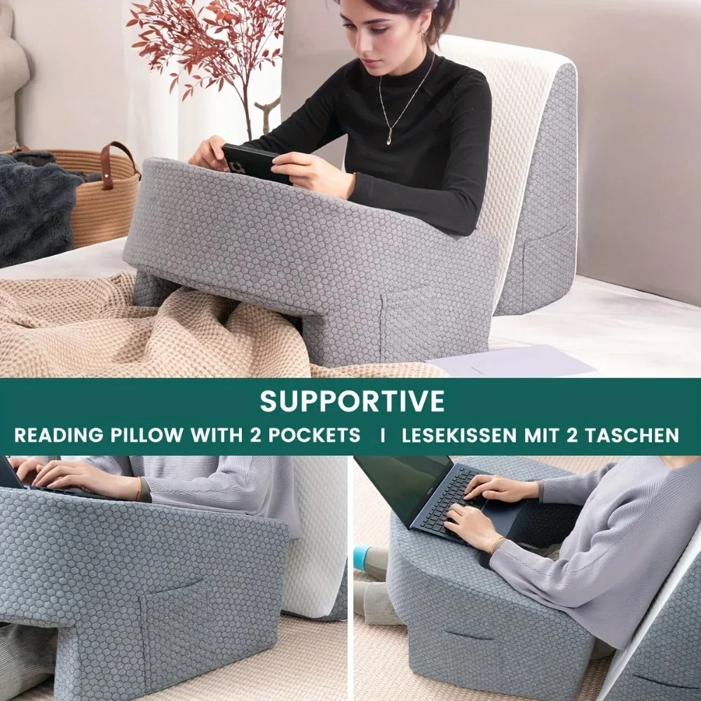 Almohada de lectura suave, almohadas de espuma viscoelástica extraíbles y lavables, almohada multifunción para escritorios, esponja de alta densidad, herramienta de oficina para adultos