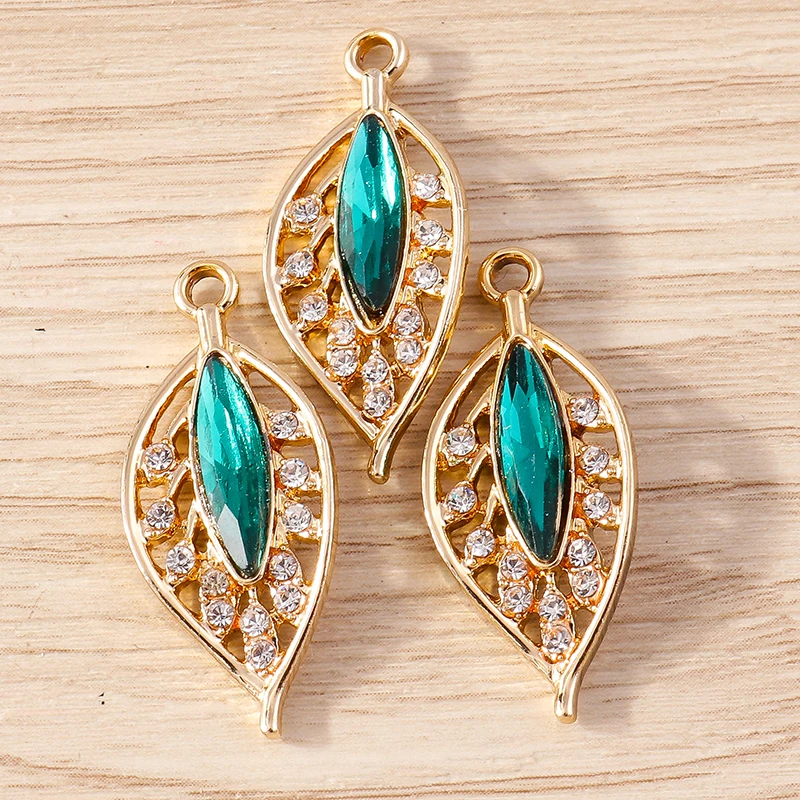 10 stücke 13x30mm Delicate Kristall Baum Blatt Charme für Schmuck Machen Frauen Mode Ohrringe Halsketten DIY armband Handwerk Geschenk – Detail 4