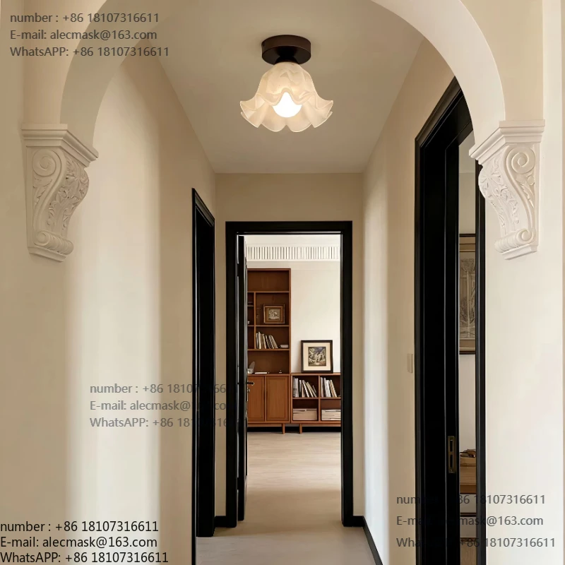 

French medieval aisle light ceiling light entrance balcony door creative flower art