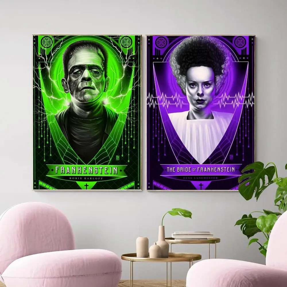 Vintage U-Universal M-Monsters Horror Painting Calligraphy Canvas Poster Wall Art Aesthetic Home Decoration for Living Room