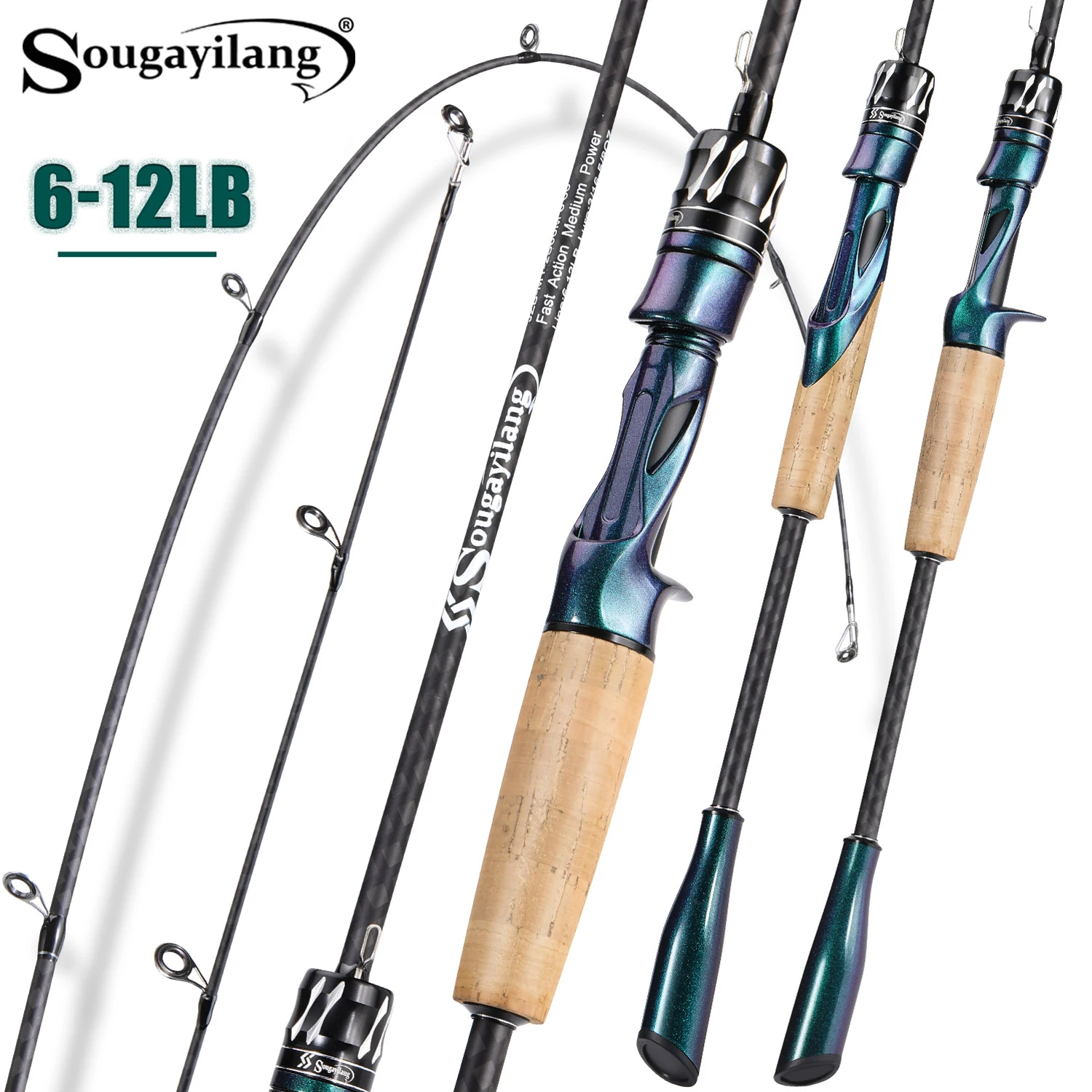 

Профессиональная удочка Sougayilang из высокоуглеродистого материала, легкая прочная удочка, интегрированная с ручкой из углеродного волокна, наслаждайтесь рыбалкой