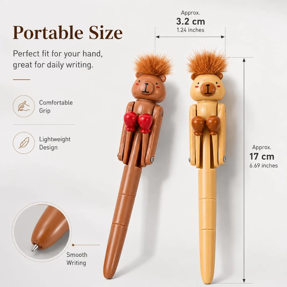 Furry Mechanical Boxing Stress Relief Pen Interactive Boxing for Focus Ball Pen Writing Instrument in Deep Brown and Beige Gift