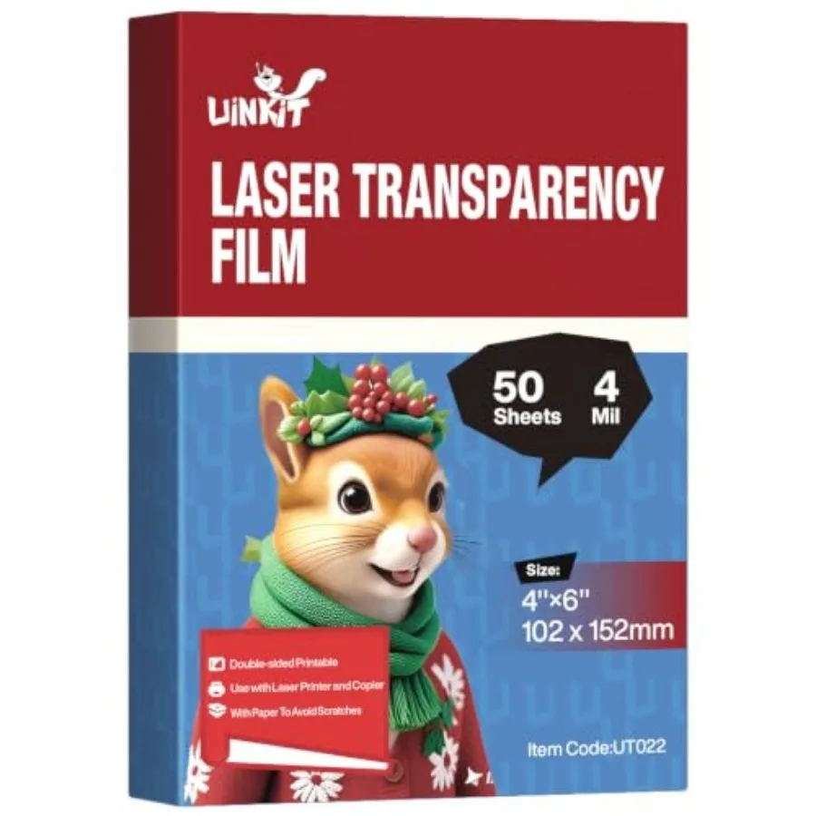 OHP Transparency Film Inch, Sheets, % Clear Laser Transparency Sheets for Laser Printer and Copier, 4 Mil PET Pre-Cut Photo Siz