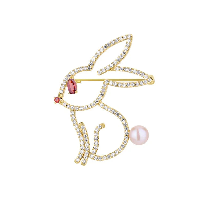 

*Pretty rabbit brooch high-grade female cute rabbit pearl corsage pin