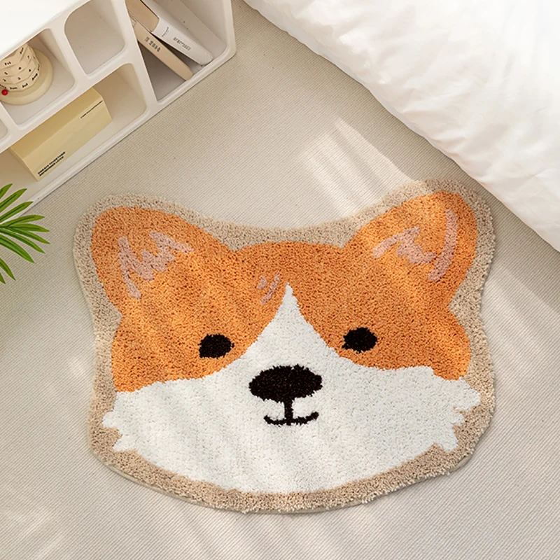 Tufting Dog Bathroom Mat Fluffy Carpet Anti Slip Rug Kids Bedroom Floor Pad Doormat Aesthetic Home Room Warm Nursery Decor