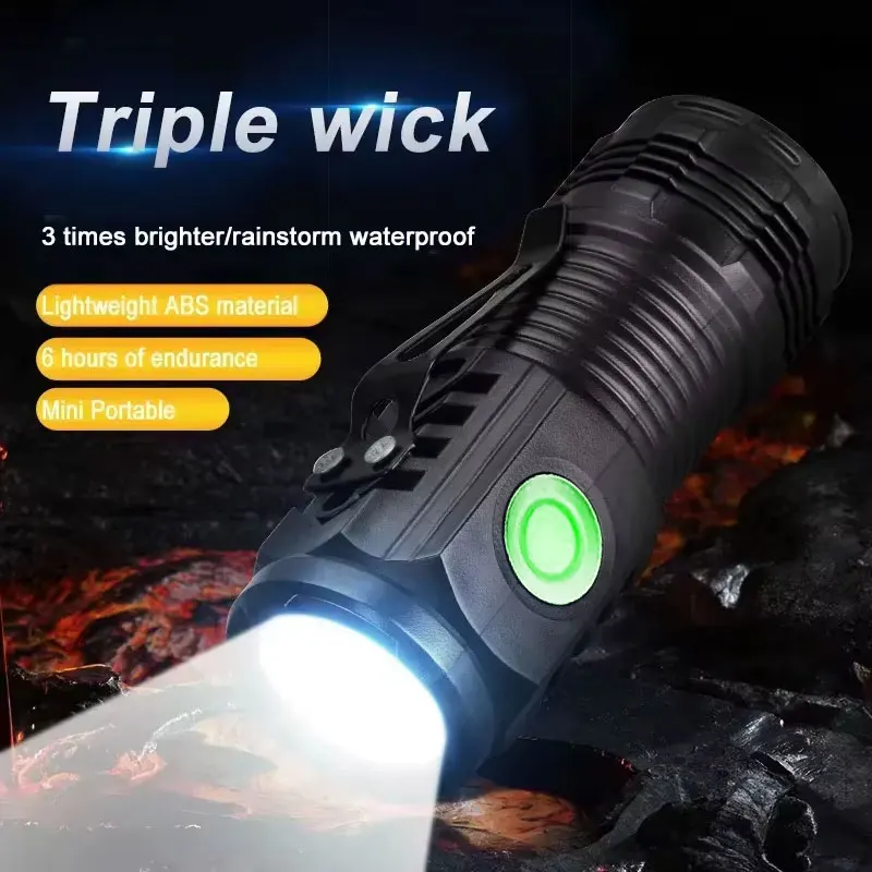 Mini COB LED Flashlight Rechargeable Kids Children EDC Camping Walking Pocket Lamp with Clip Magnet Waterproof