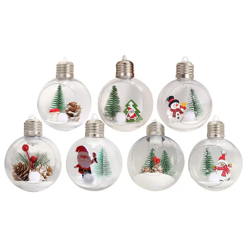 

2pc Lighted Christmas Ball Ornaments New Year Hanging Light Christmas Ornaments Home Wedding Party Decor clear Night Lamp Ball
