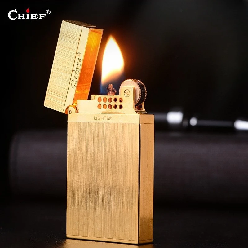 

CHIEF Metal Pure Copper Loud Voice Kerosine Lighter Electroplating Process Grinding Wheel Ignition High Grade Lighters Smoking