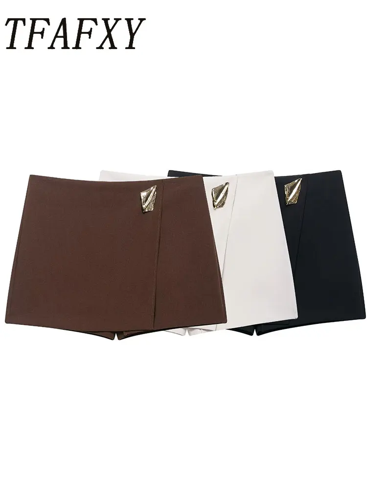 

TFAFXY Women Skirt Asymmetric Button Decoration Skirt Woman New Fashion Short Daily Skirts For Women Evening Party Skirts