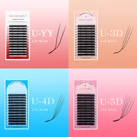 MASSCAKU en forma de U YY 3D 4D 5D LU/M extensiones de pestañas de salón de longitud mixta rizada extensión de pestañas de fibra tejida a mano de alta calidad