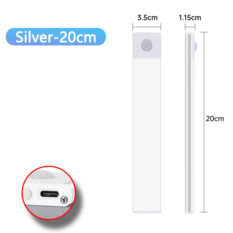 Bewegingssensor Nachtlampje USB Oplaadbare Draadloze Lamp Onder Kast Led Verlichting voor Keukenkast Slaapkamer Garderobe Verlichting
