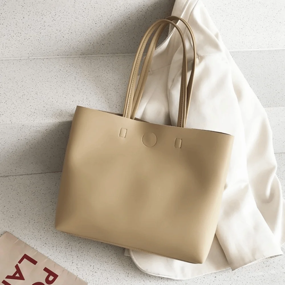 

Minimalist Design Underarm Tote Bag Pu Leather Solid Color Sweet Shoulder Bag Zipper Korean Style Luxury Handbag Shopping