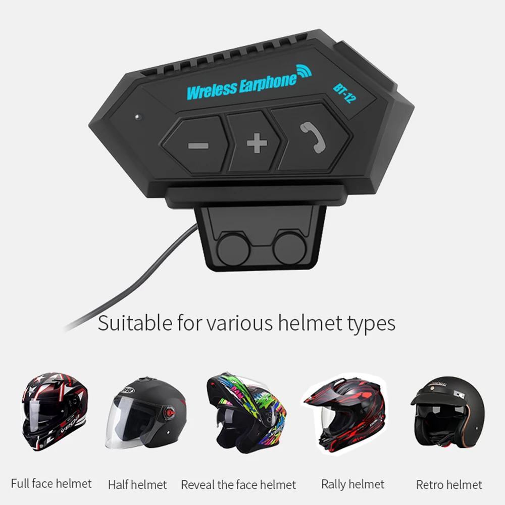 Kebidumei Motorcycle Wireless Bluetooth Waterproof Helmet Headset Hands-free Tel Call Kit Stereo Anti-interference BT Earphone