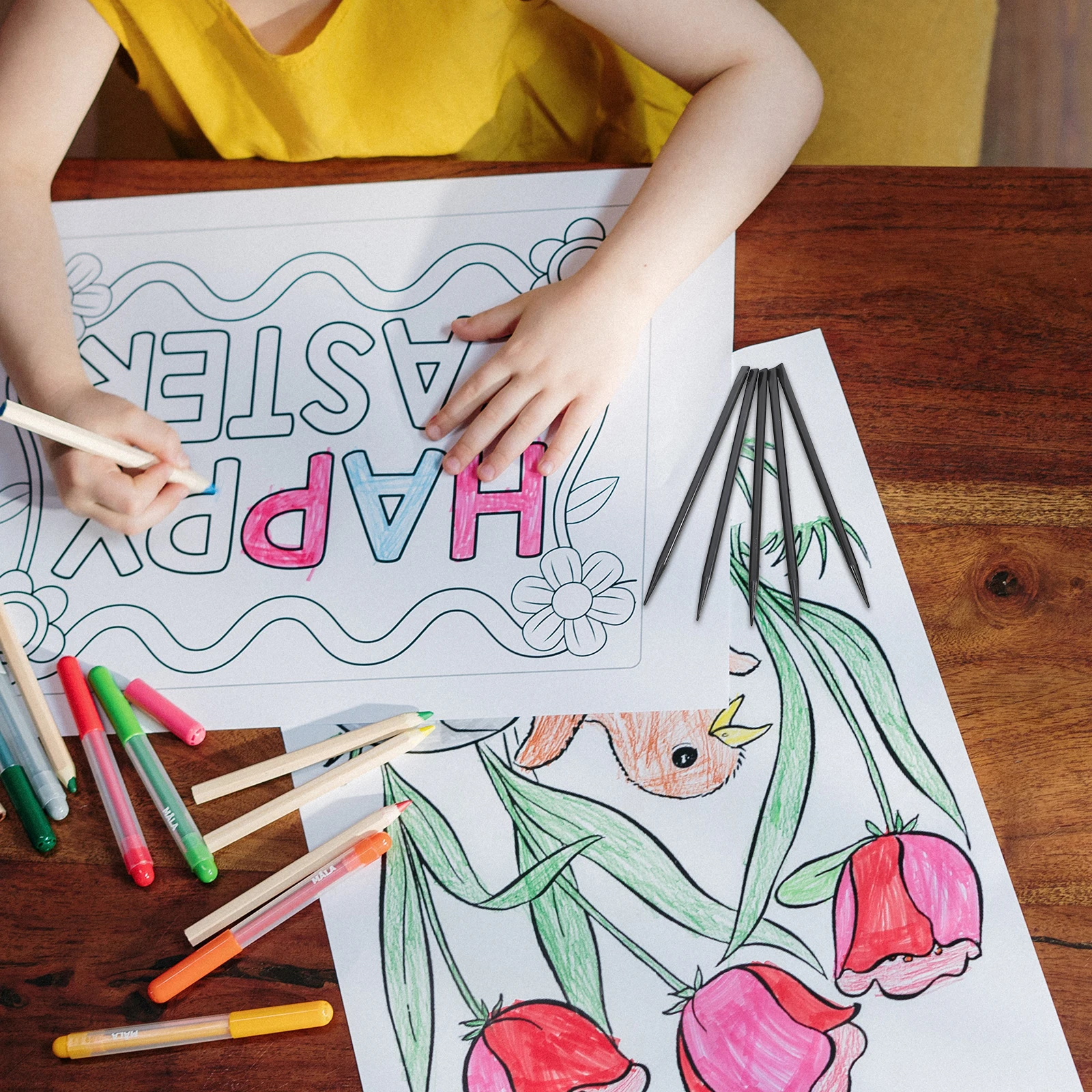 5 個子供スクラッチペイントペンセットスクラッチペーパーアート描画ツールクリエイティブカラフルなスクラッチボードペン子供のための画材