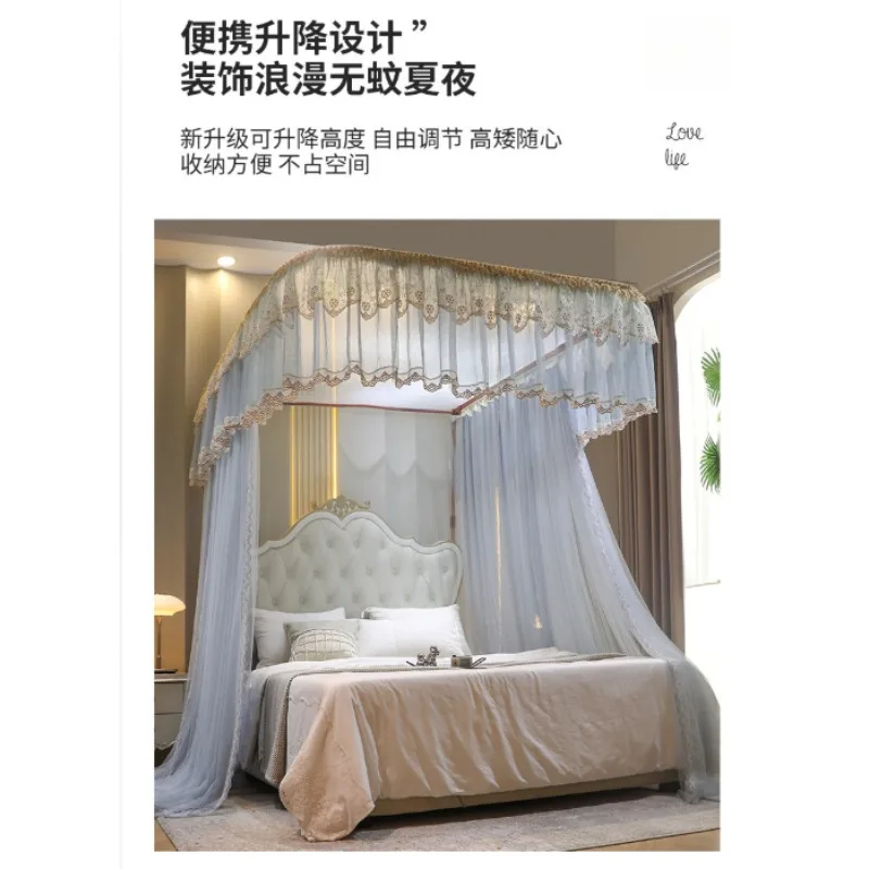 Guide rail mosquito net household telescopic rail bed mantle advanced bedroom floor free installation