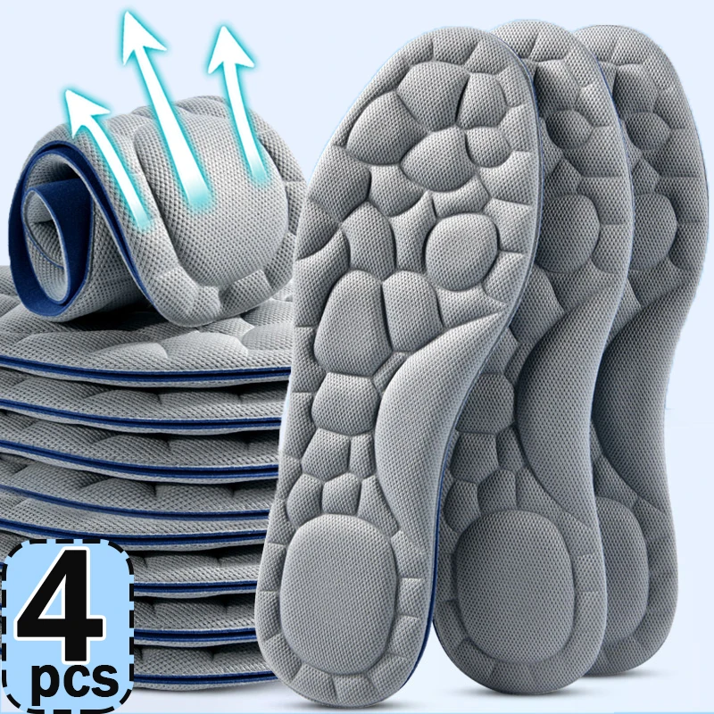 Palmilha Ortopédica Respirável para Mulheres, Palmilha de Massagem, Suave, Esportiva, Almofadas de Sapato de Corrida, Cuidados com os Pés, Unissex, 5D, 1 Par, 2 Pares