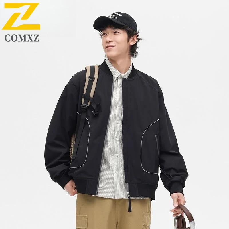 

COMXZ 2025 весенне-осеннее пальто, мужская куртка без шапочки-основы с воротником-стойкой, спортивная повседневная дышащая ветровка большого размера для подростков, верхняя одежда