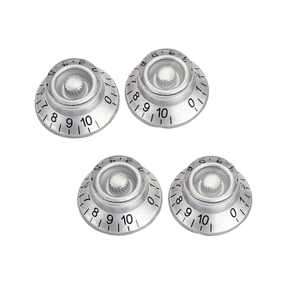 

4 pcs Acrylic Knob Round Amp Lightweight Durable Guitar Accessory Fits Black Letter Silver Color