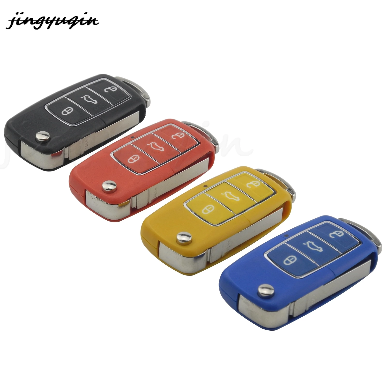 

jingyuqin 3 Buttons Flip Folding Remote Key Shell Case Fob For VW Jetta Golf Passat Beetle Polo Bora