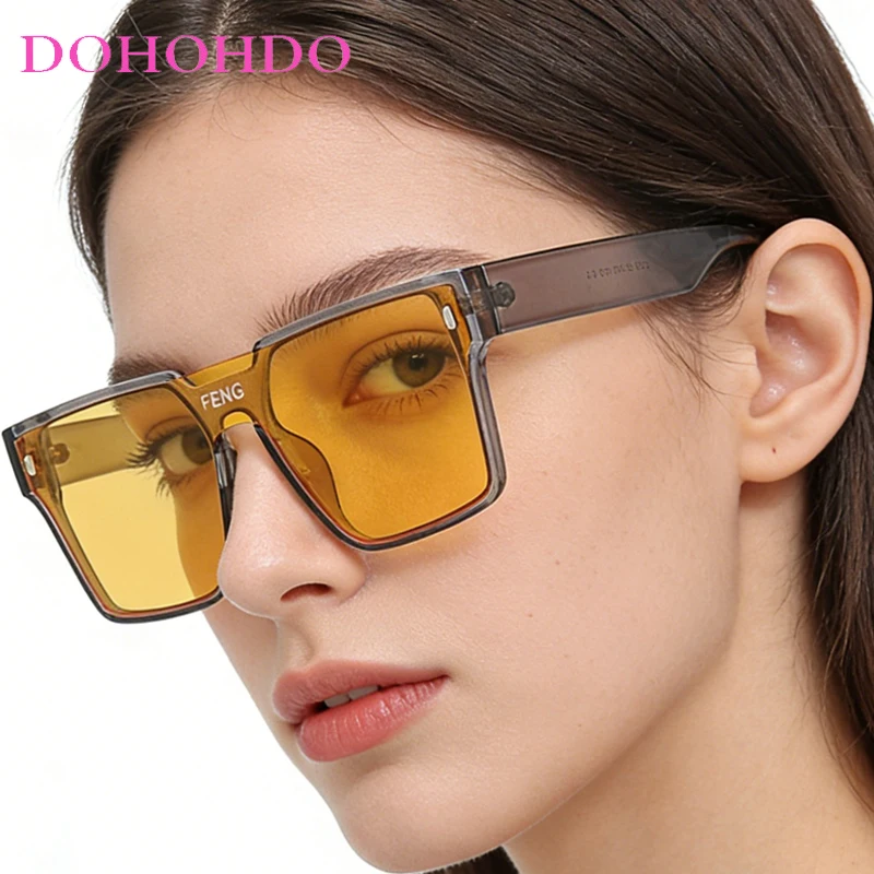 

Fashion Oversized Square One-piece Sunglasses Women Retro Mirror Lens Eyewear Shades UV400 Men Punk Sun Glasses Lentes De Sol