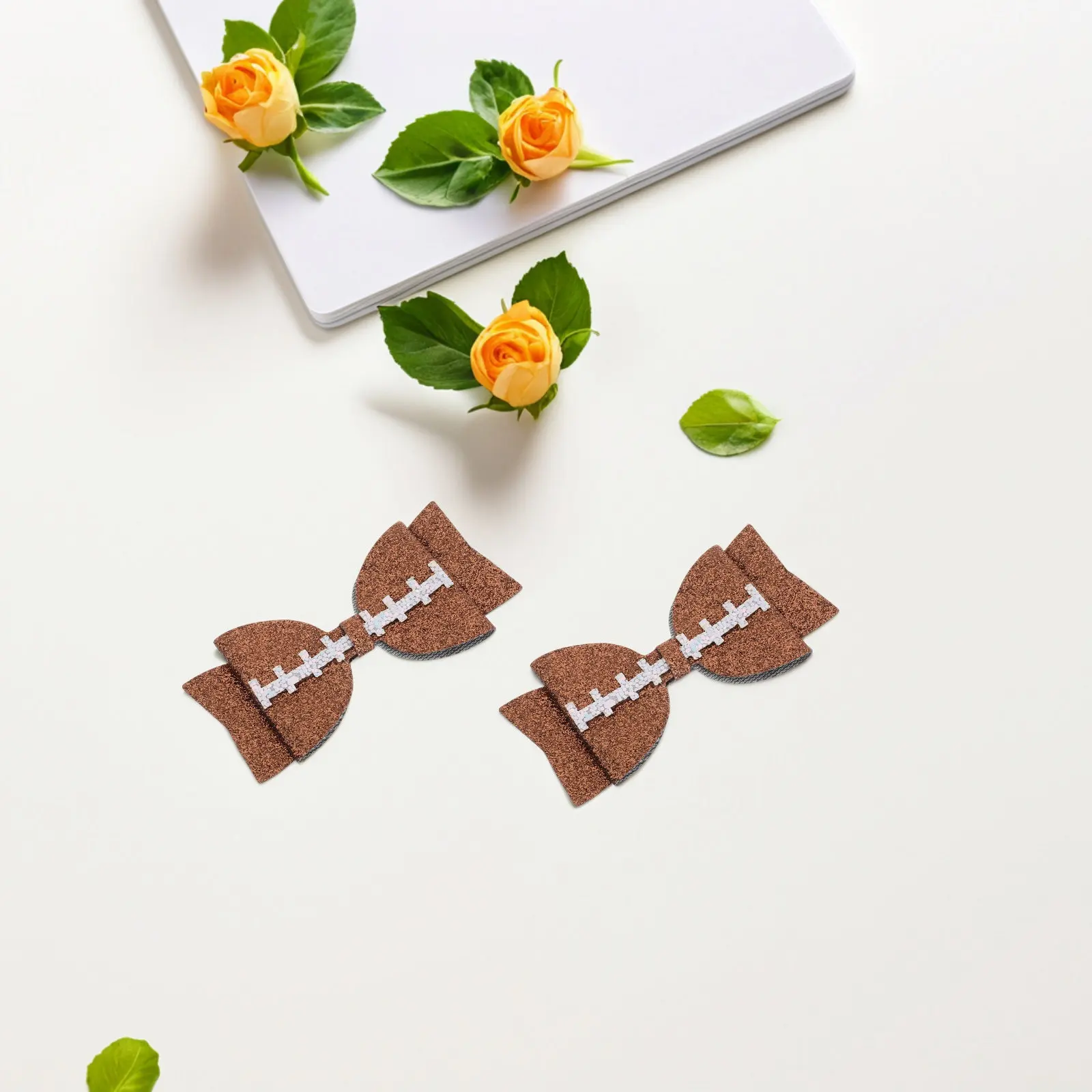 

2Pcs Football Hair Clips Cute Bow Hairpins Sporty Glitter Hair Bows Decorative Clips for Football Accessories