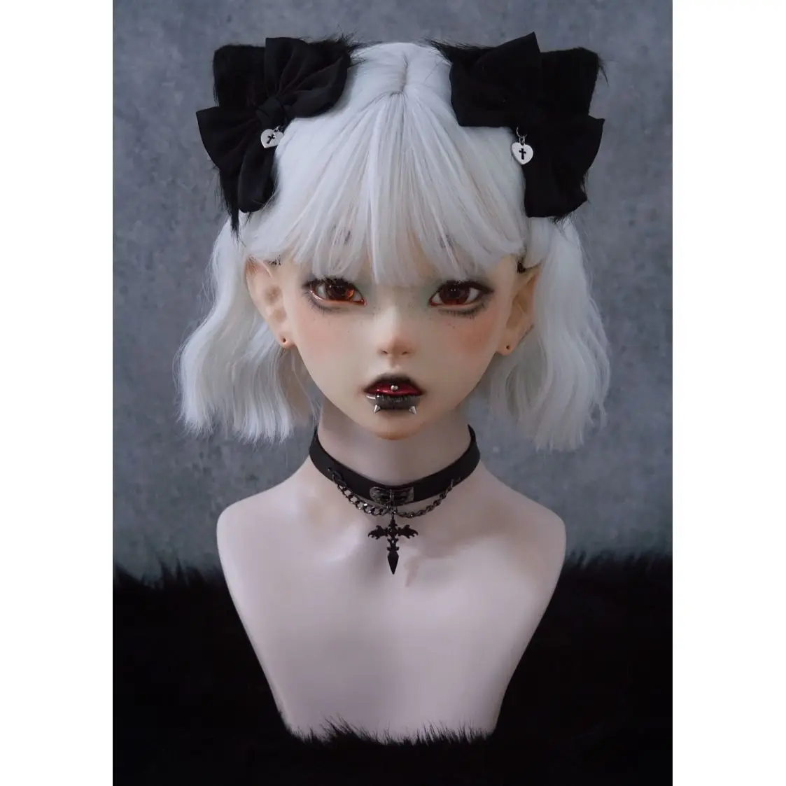 แมวฮาโลวีน Handmade ตุ๊กตาสัตว์ Plush Bow Hairpin Dark ย่อยสีดำปีศาจ Cosplay อุปกรณ์เสริม