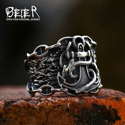 BEIER 2022 New Arrival Stainless Steel Viking Anchor Ring Personality Navy Style Fashion Jewelry Gift