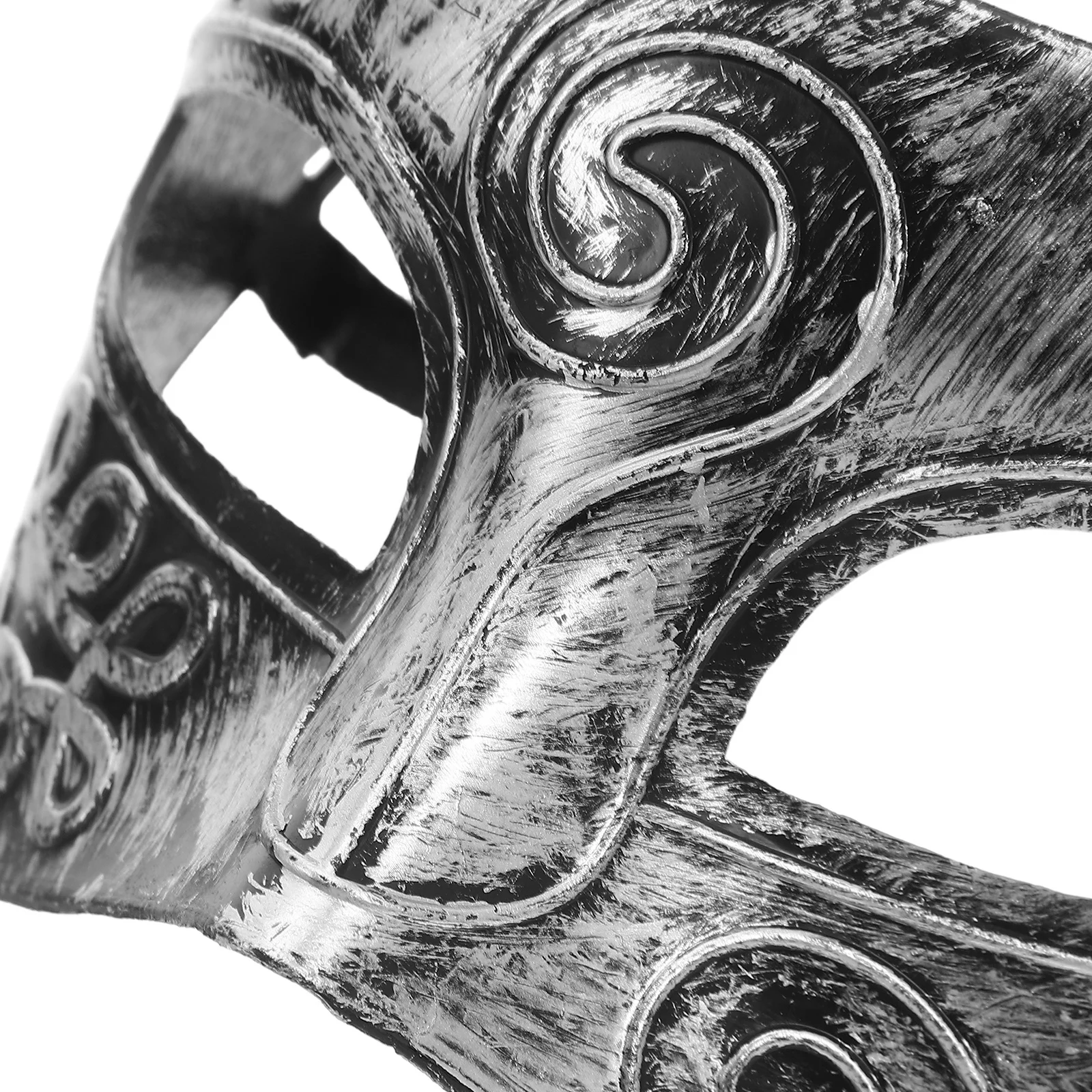 Masque facial de mascarade pour hommes, Style combattant romain, argent, bande élastique en plastique dur Durable, parfait pour Halloween, bal masqué fantaisie