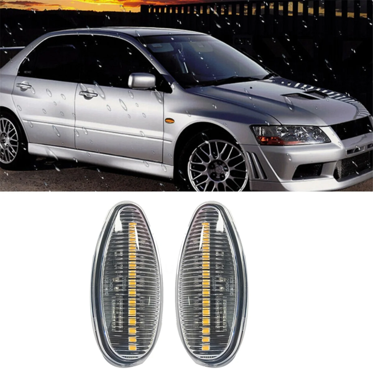 Car LED Front Side Marker Lights Turn Signal Blinker Light for Mk7 Galant MR522027 As Shown