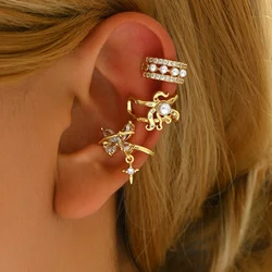 ALIYA Fake Piercing Stainless Steel Gold Color Round Clip Earrings for Women 2025 New Fashion Ear Cuff Heart Jewellery Gift