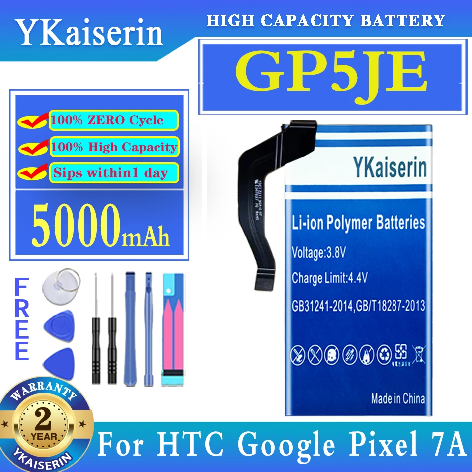 YKaiserin 5000mAh Replacement Battery GP5JE For HTC Google Pixel 7A Moile Phone