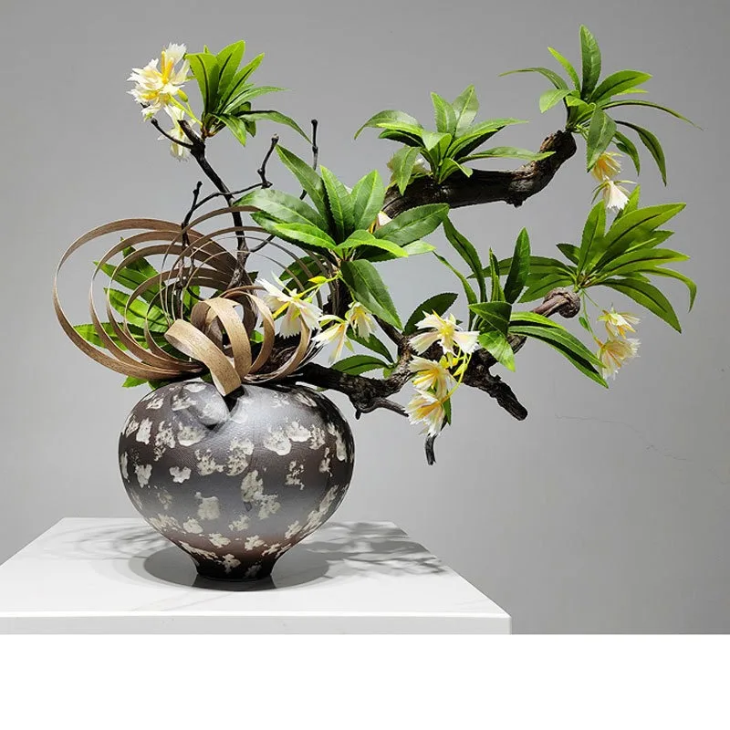 Ceramic Vase Set Silk Blooming Dining Table