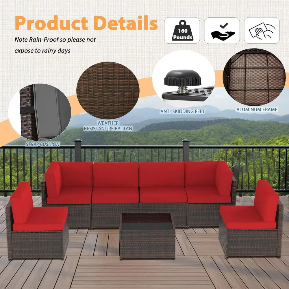

7 Piece Outdoor Patio Furniture Set, Outdoor Sectional Conversation Furniture Chair with Coffee Table, Customized