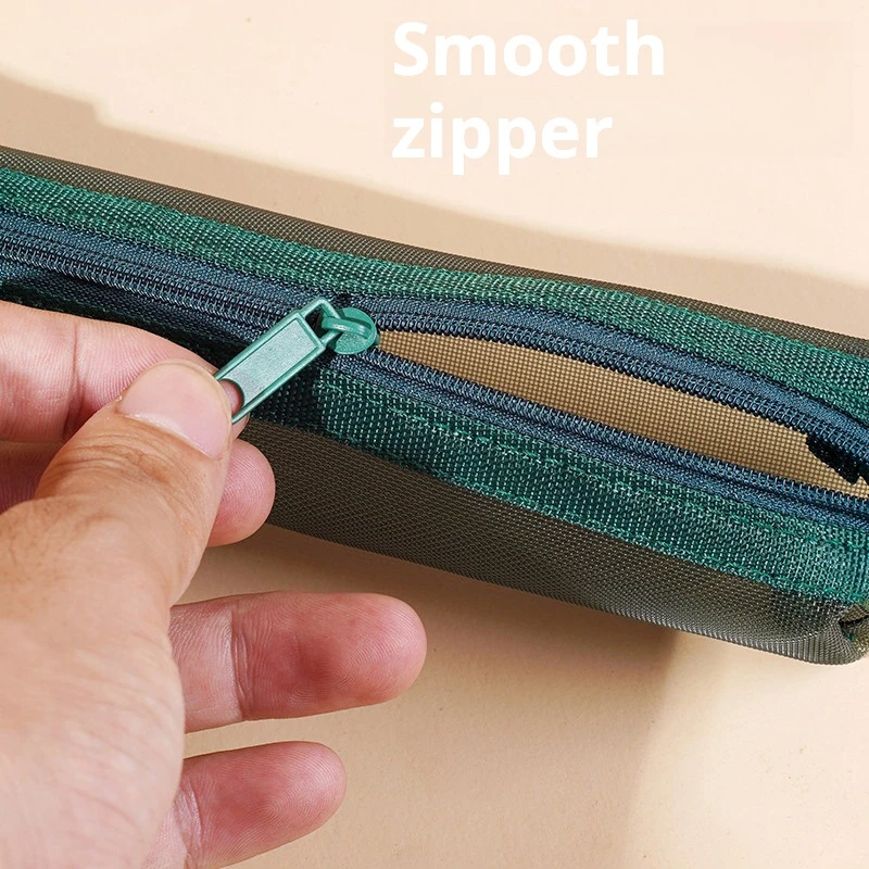 Mesh Grid Pencil Case Organizer Portable Exam Pencils Box Multi-Function Zippered Stationery Pouch School Supplies