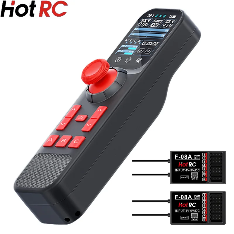 Hotrc DS-800 2.4Ghz 8CH FHSS Remote Controller F-08A F08A Receiver Color Screen For RC Model Car/Trawler/Fishing Boat Lawn Mower