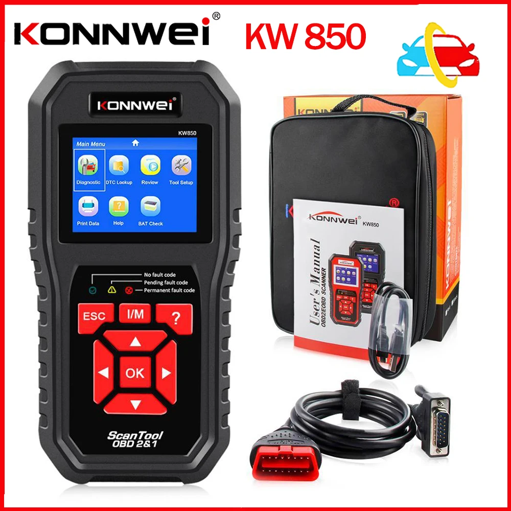 KONNWEI KW850 OBD2 Scanner KW 850 OBDII Functions Engine Check/O2 Sensor/Battery Tester Automotive Diagnostic Tools Code Reader