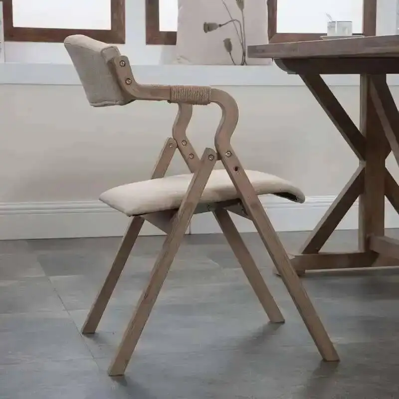 

Outdoor Wood Folding Dining Salon Chair Vanity Camping Room Chair Balcony Designer Relaxing Silla Comedor Restaurant Furiture