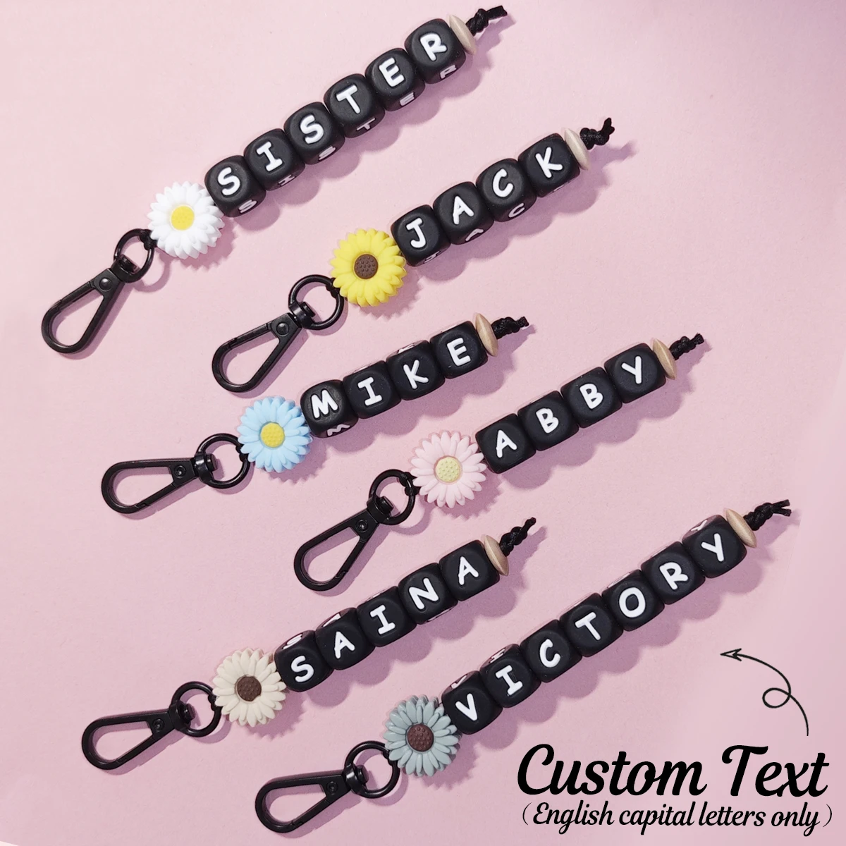 

Персонализированный брелок на заказ, 1 шт., силиконовая бирка с именем ромашки, рождественский подарок/подарок на день рождения