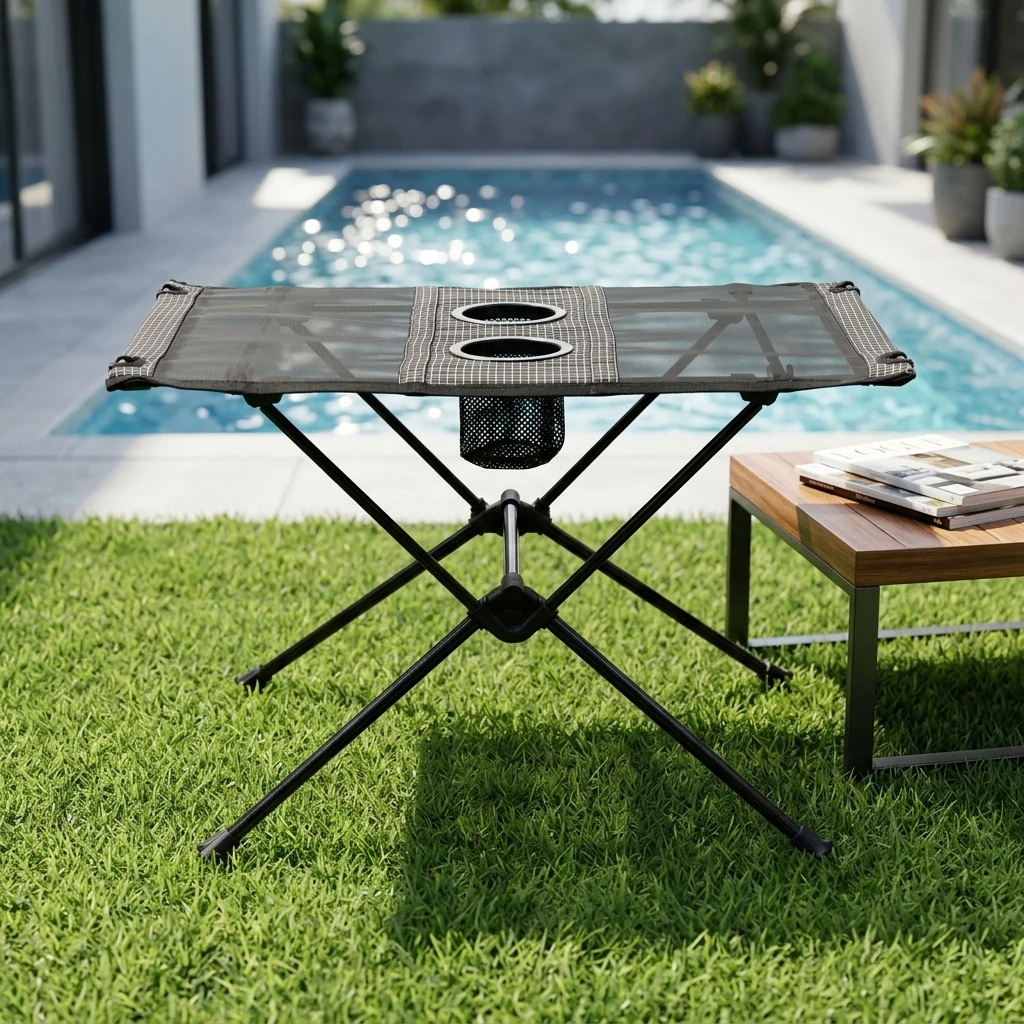 Foldable Carbon Fiber Camping Table and Chair Set with Fabric-Outdoor Multi-functional Compact Design