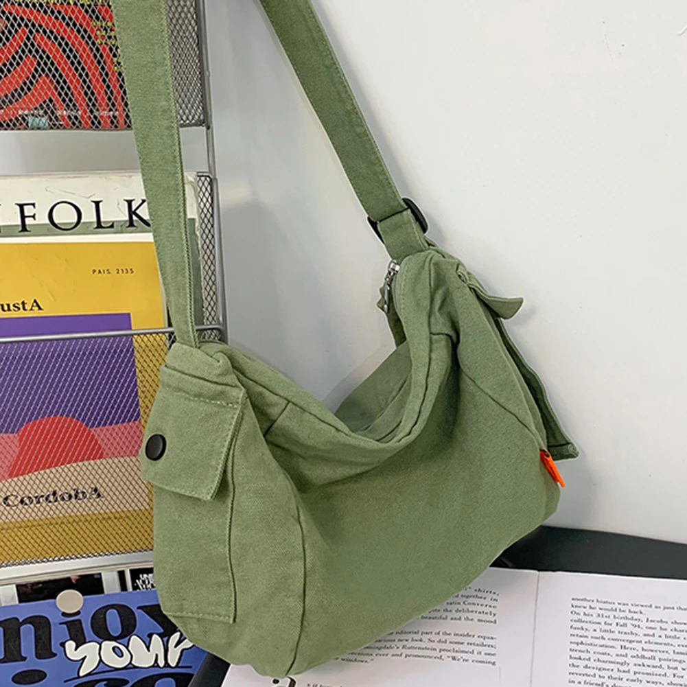 Canvas Women Messenger Bags Fashion Commute Bag Casual Simple Adjustable Strap Soft Portable Large Capacity for Weekend Vacation