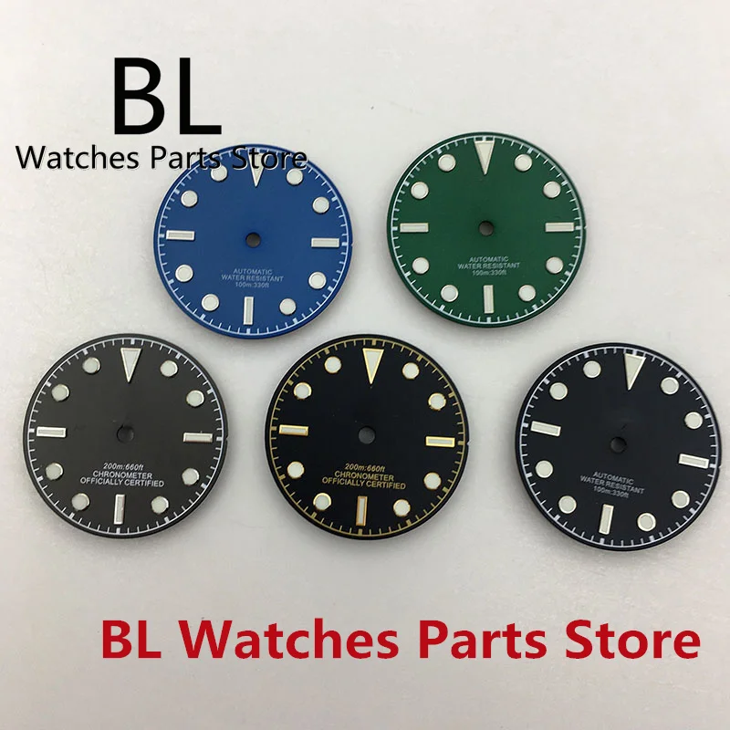 BLIGER 29mm Watch Dial With Gold EdgeBlack Blue Green Gray For NH35 ETA 2824 2836 Miyota 8215 821A DG2813 DG3804 PT5000 Movement