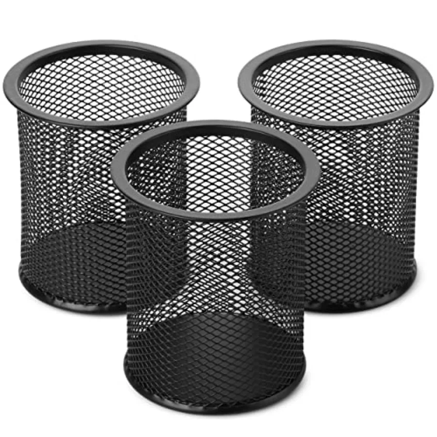 - Mesh Pen Holder, 3pcs, Pen Holder, Pencil Cup Holder Black Pen Holder, Pen Cups, Metal Pencil Holder, Black Mesh Pencil Holde