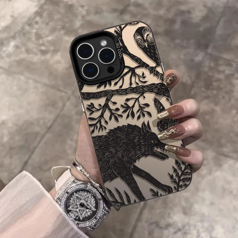 

Creative Sketch Forest Phone Case For iPhone 17 16 15 14 12 13 11 Pro Max Plus X XR XS Matte 17ProMax Matte Laser Hard PC Cover