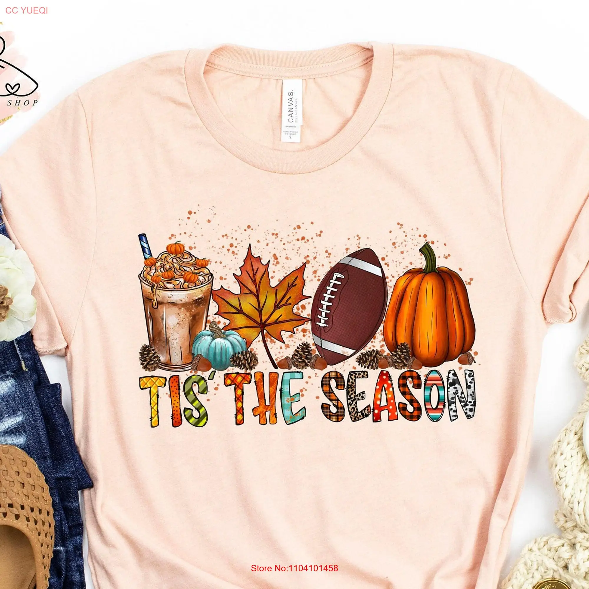 Tis The Season T Shirt Fall Pumpkin Latte Women Cute Autumn Things long or short sleeves