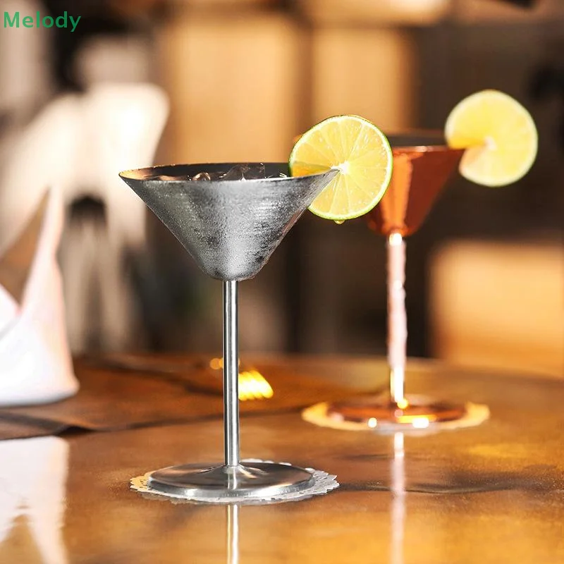 

Stainless Steel Martini Cocktail Glass Champagne Goblet Wine Cup Rose Gold Personalized Design Metal Utensils