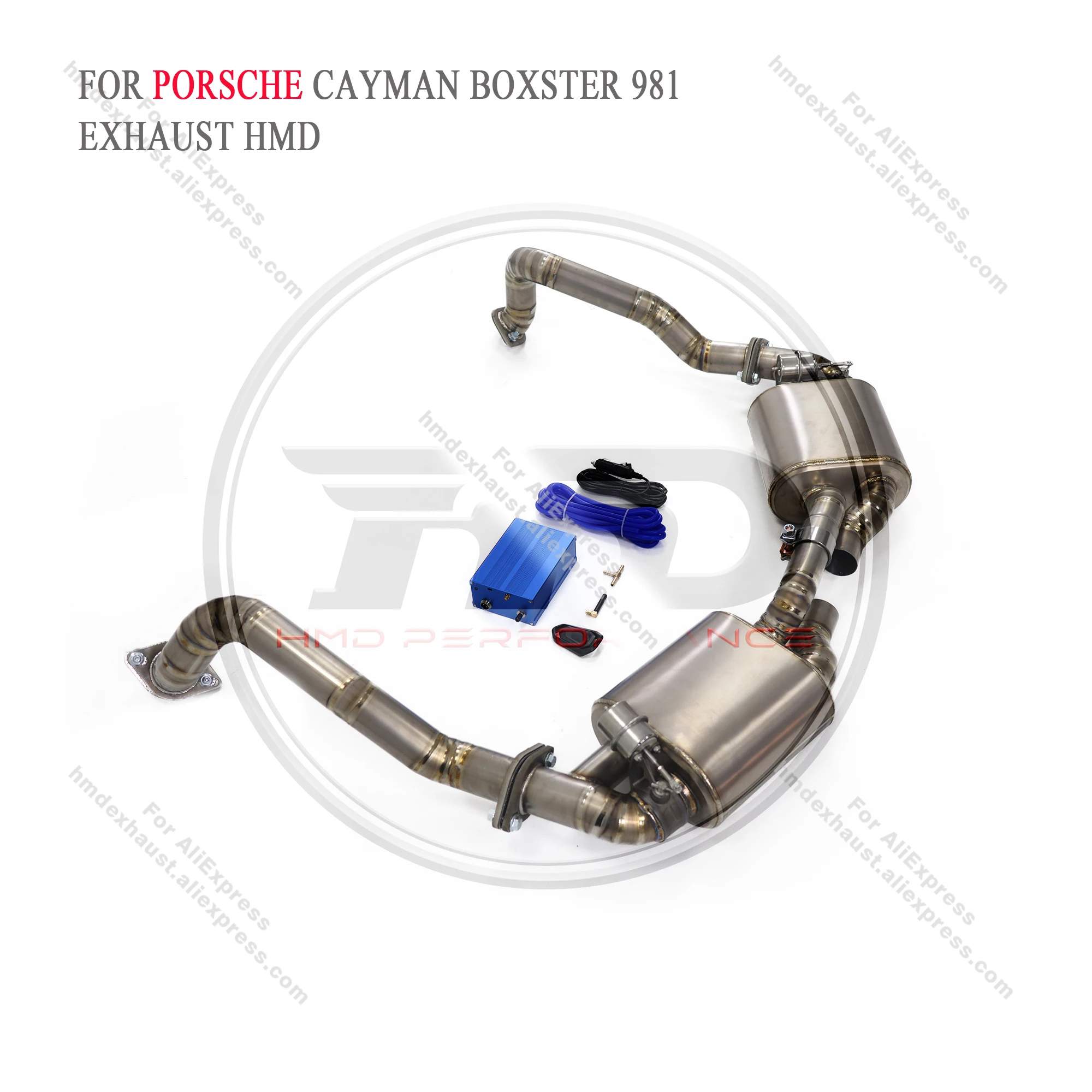 Hmd venda quente sistema de escape titânio desempenho catback escape para porsche cayman boxster 981 com válvula tubo reto