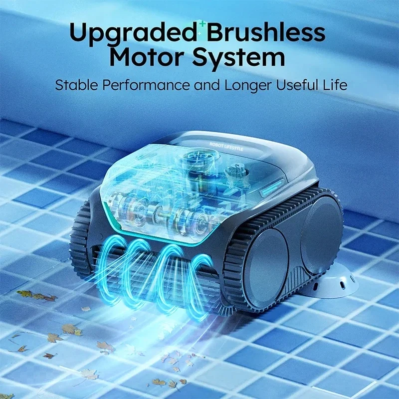 

Robot Pool Cleaner Cordless C2 APP Cleaning Background and Walls 180um+Ultra Fine Filter 3Hours Runtime Scheduled Periodic