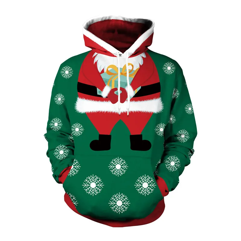 Merry Christmas Graphic Hoodie Fashion Santa Claus Snowflake 3D Printed Hoodies For Men Clothes Casual Winter Pullovers Hoody